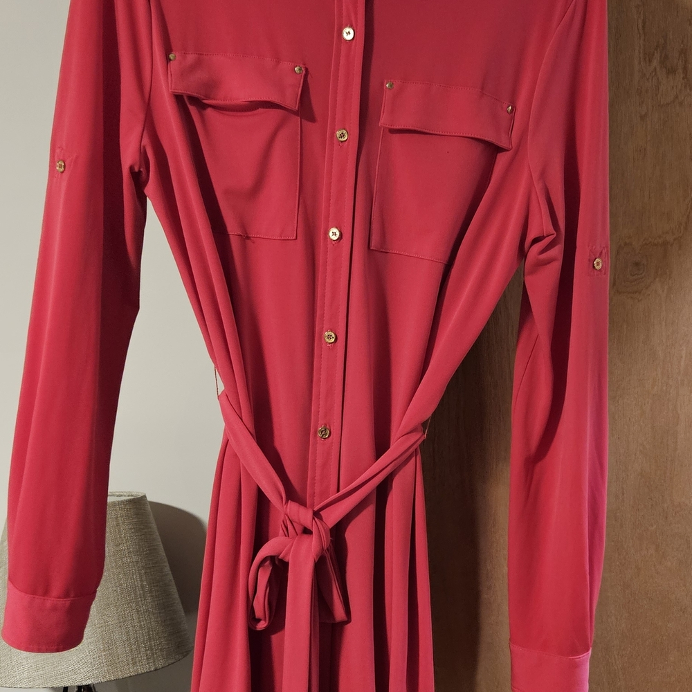 Calvin Klein Womens Pink Casual Button-Down Dress - Picture 6 of 7